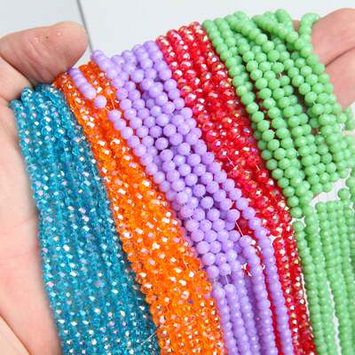 极速1strand 3*4mm Crystal Rondelle Glass eads Faceted Loose