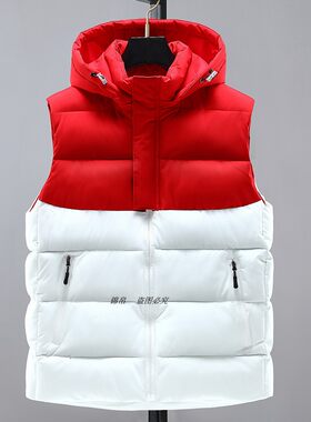 冬定做男女连帽羽绒棉马甲印字印zlogo加大厚棉马甲工作服班服背