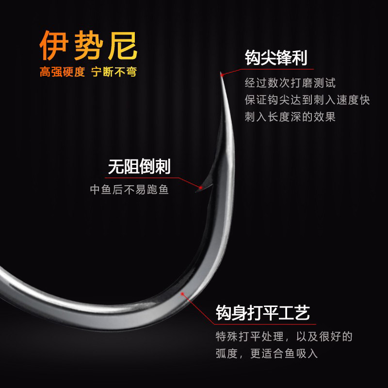 速发防咬子线专用伊势尼钢丝单钩有倒刺钩钓鱼钩防缠绕单钩钓红鲳