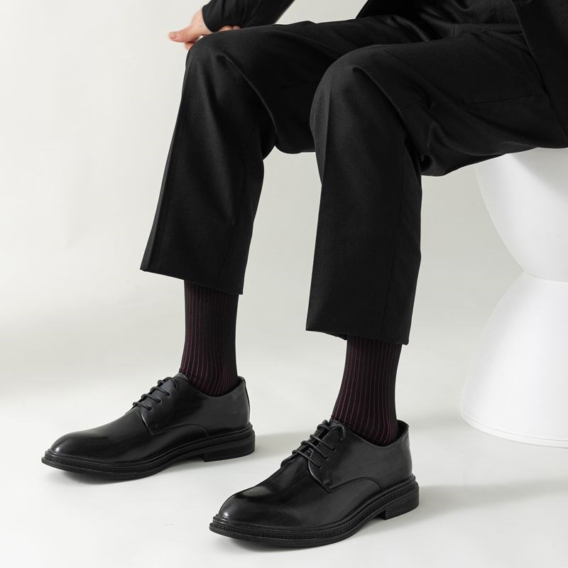 男士西装袜子夏款超薄皮鞋正装丝袜黑色商务长筒透气西裤高筒绅士