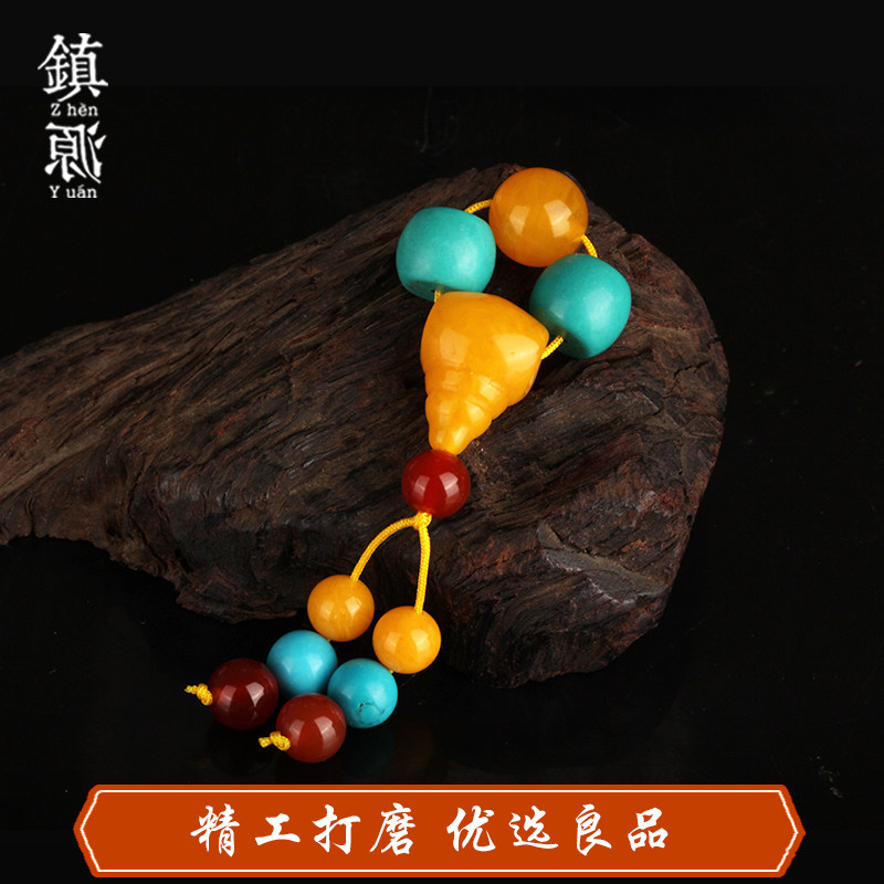 新品天然蜜蜡三通佛头套装鸡油黄琥珀桶珠散珠圆珠星月菩提手串配