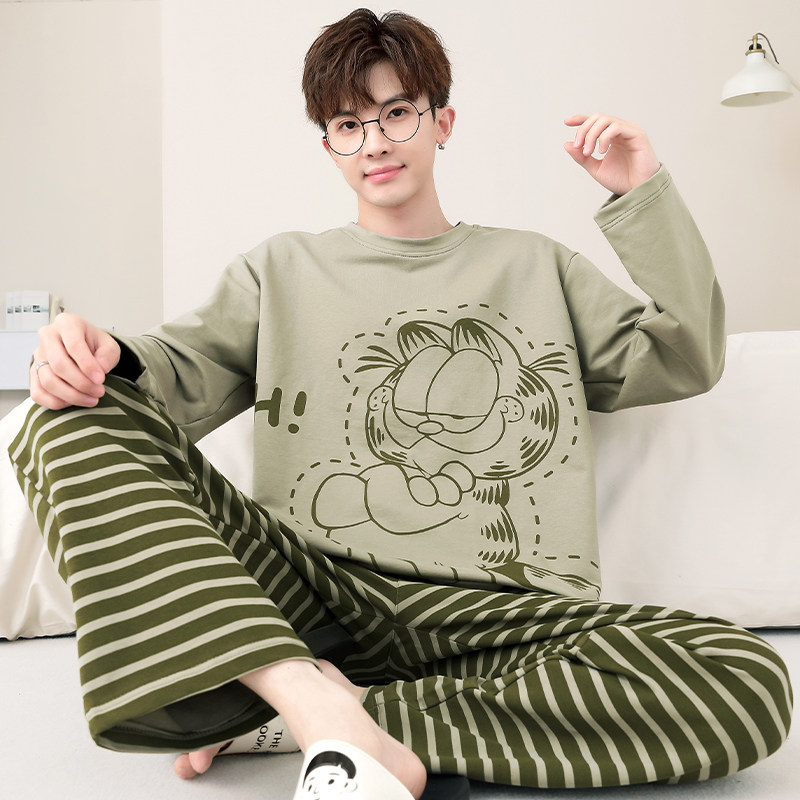 睡衣男士秋季长袖秋冬青少年学生大码男童长裤薄款家居服套装