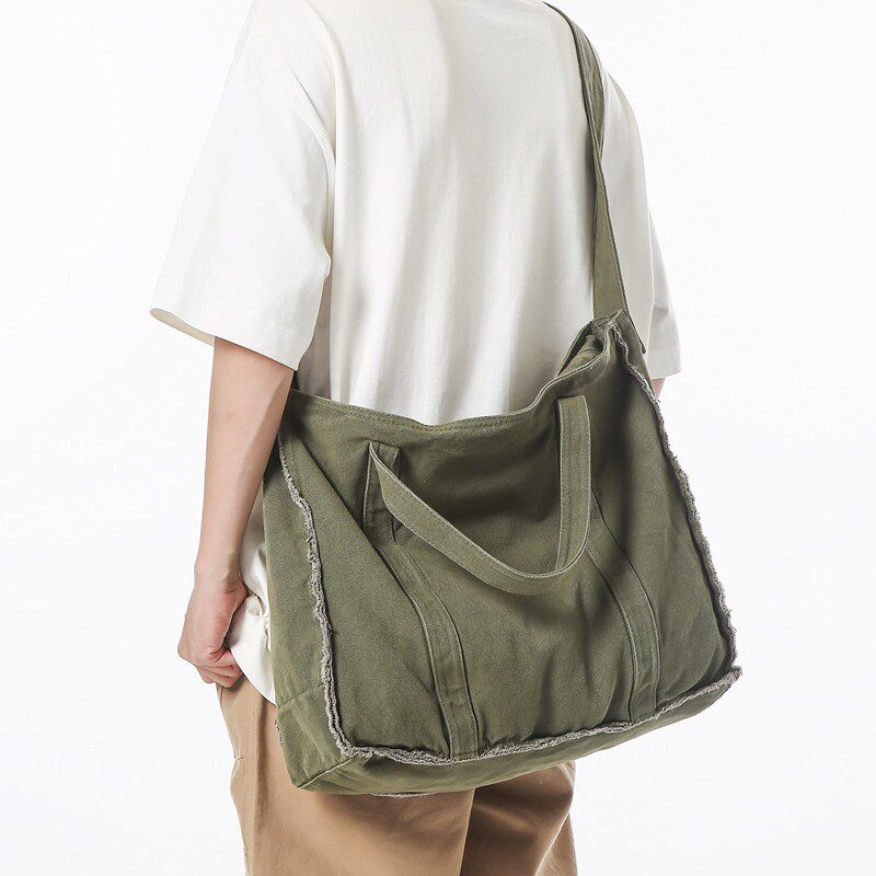 慵懒风帆布包男包大容量斜挎包休闲通勤包单肩包大学生上课手提包