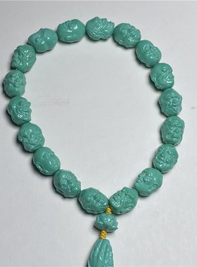 高瓷蓝绿松石长链圆珠散珠DIY手串蒙松文玩手串男女款配饰108颗