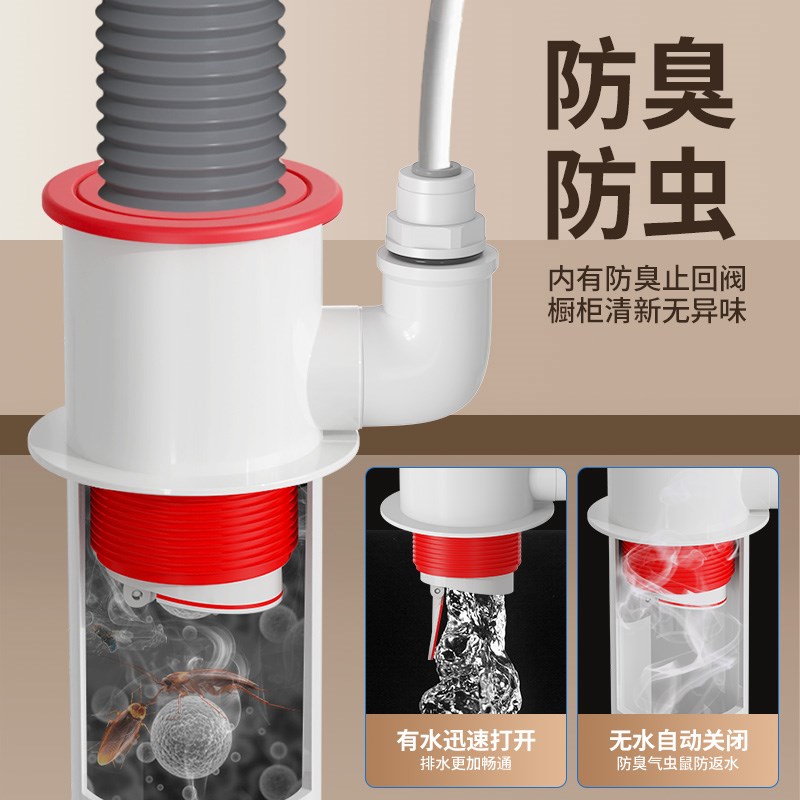 厨房水槽下水管三通m洗菜盆配件洗碗机净水器小厨宝排水管防臭神