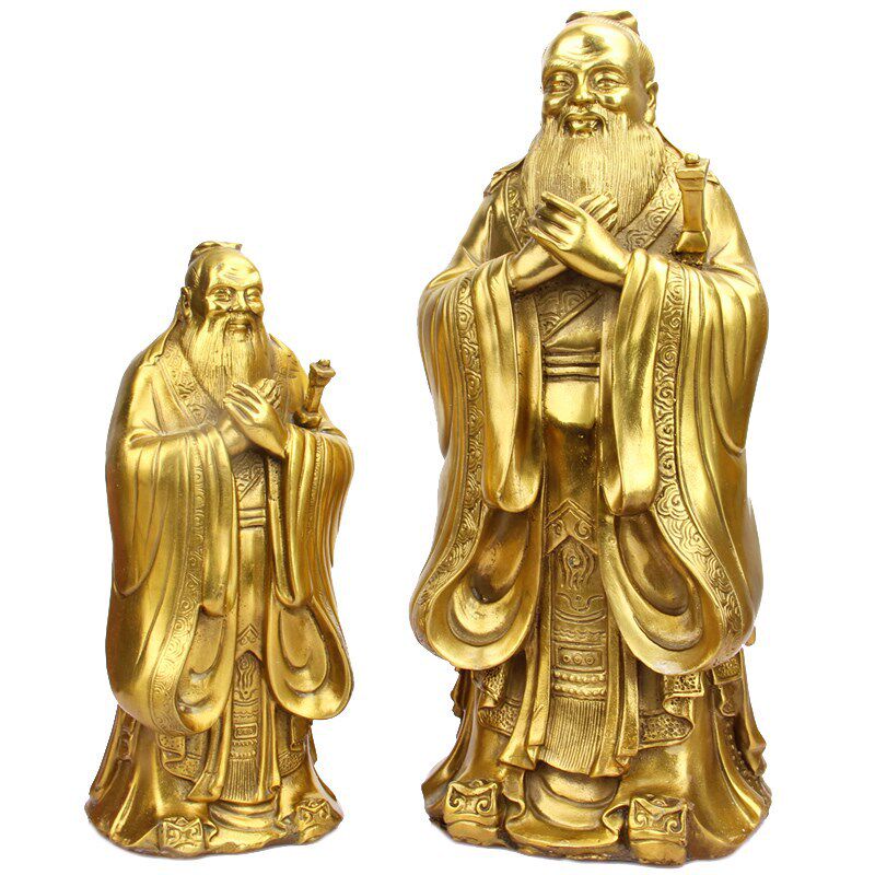 纯铜孔子像山东曲阜孔子故里孔庙学生书桌办公桌摆件四十厘米摆件