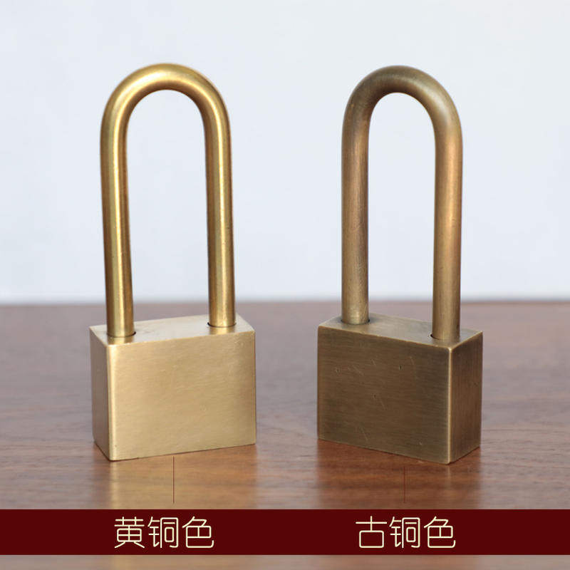 中式挂锁仿古纯铜长锁防水防盗防锈复古大门锁家用小锁具锁头包邮