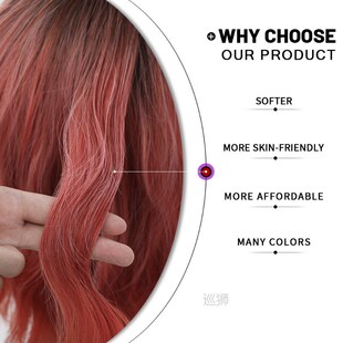 Short Pink Wave Ombre Daily Hair Synthetic Wigs For White Wo