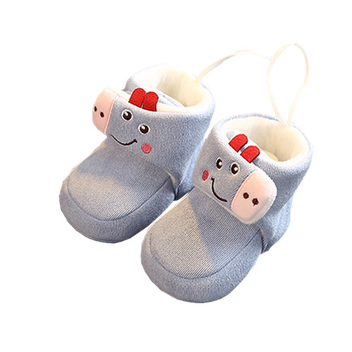 新生婴儿棉鞋冬加绒0-6个月3z六七八十婴儿鞋男女宝宝冬季加厚不