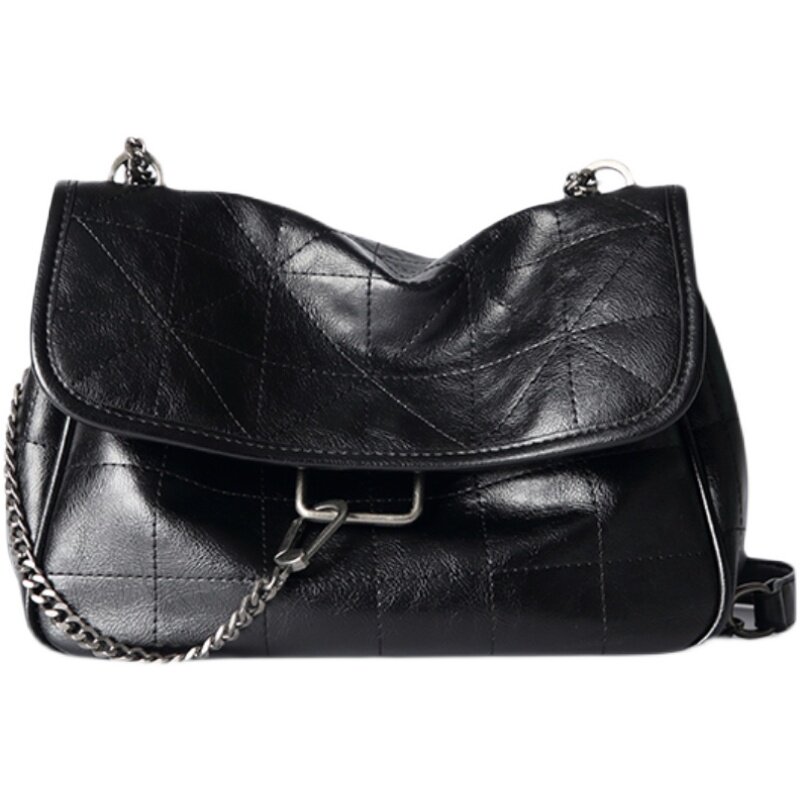 新款 女包 黑色摇滚风流浪包时尚大容量链条包超火单肩斜挎包