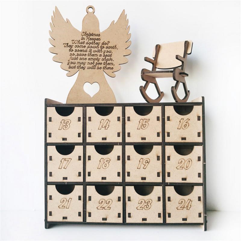Christmas Wooden Countdown Advent Calendar Box DIY 24 Drawer
