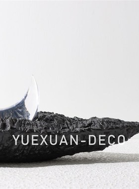 粤萱简约现代个性月亮船摆件样板间售楼处酒店玄关客厅软装