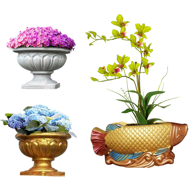 水泥花盆模e具盆塑料花盘欧式盆栽模型混泥土圆形模子自制底部浇