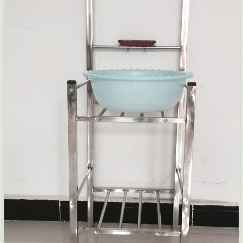 加厚脸盆架卫生间洗脸盆不锈钢四角收纳浴室架子面盆架落地洗手间