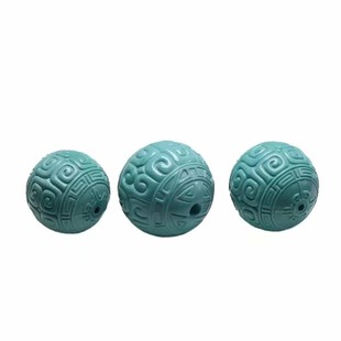 湖北原矿绿松石散珠回纹圆珠配饰纯天然原石单颗隔珠顶珠配珠子腰