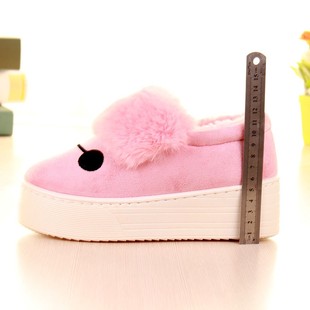室内家居棉鞋高跟坡跟防滑冬季女士包跟厚底韩版可爱棉拖鞋女冬天