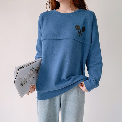 产后哺乳卫衣秋装外n出喂奶衣服辣妈款秋冬装加绒加厚哺乳上衣外