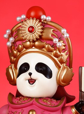 现货川剧脸谱变脸熊猫树脂摆件可爱客厅办公室桌面装饰品小礼物纪