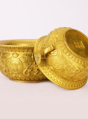 摆件聚宝盆装饰礼品纯铜开业工艺B品客厅家居铜盆店铺财位桌面柜