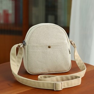 布奏亚麻夏天斜挎小包轻便手机包迷你散步包麻布小包包森系小挎包