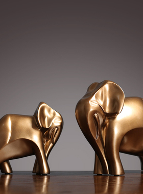 欧式大象摆件招财风水母子象客厅玄关新房软装饰乔迁展示柜摆设