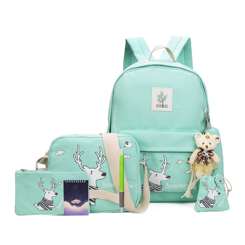 帆布书包女学生韩版校园小清新可爱中小学生双肩包卡通儿童小背包