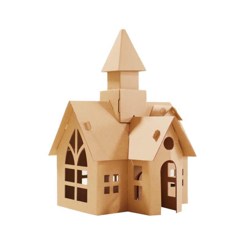 速发幼儿园纸盒儿童diy手工制作纸板小屋材料纸箱小房子涂色材料