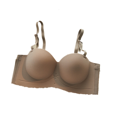 半杯内衣女士小胸聚拢显大无钢圈收副乳文胸罩无肩带套装加厚