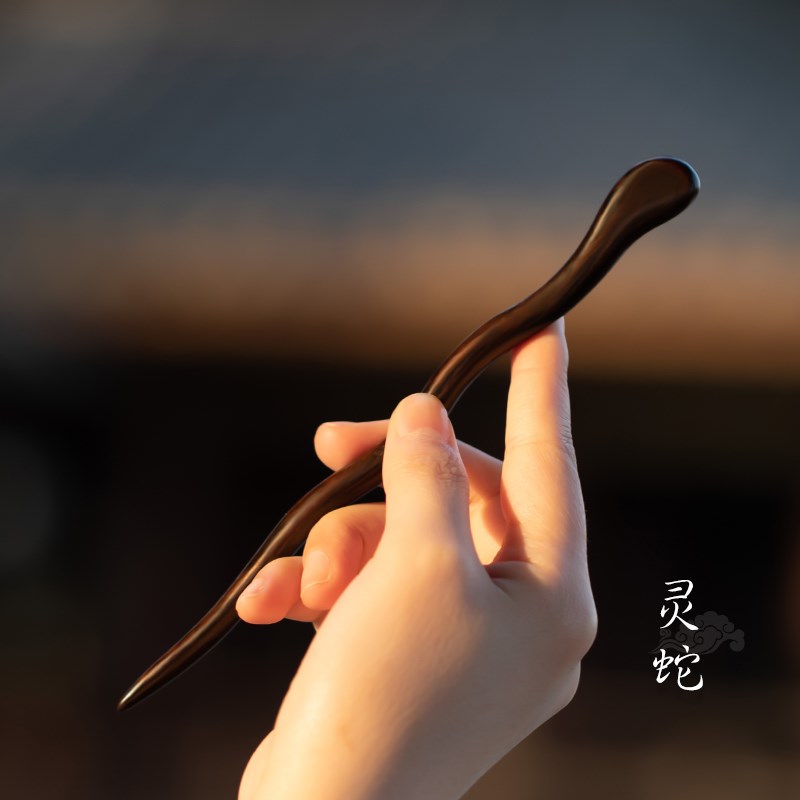 黑檀木发簪新中式感日常t盘发发钗簪子女古风木质配马面裙木旬