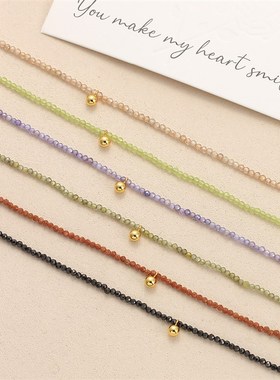 多切面闪亮锆石串m珠项链小金豆高级感项链女百搭轻奢简约锁骨链