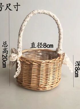 编织篮藤编手提j篮礼品篮花篮收纳公主花童拍昭道具装饰篮花编织