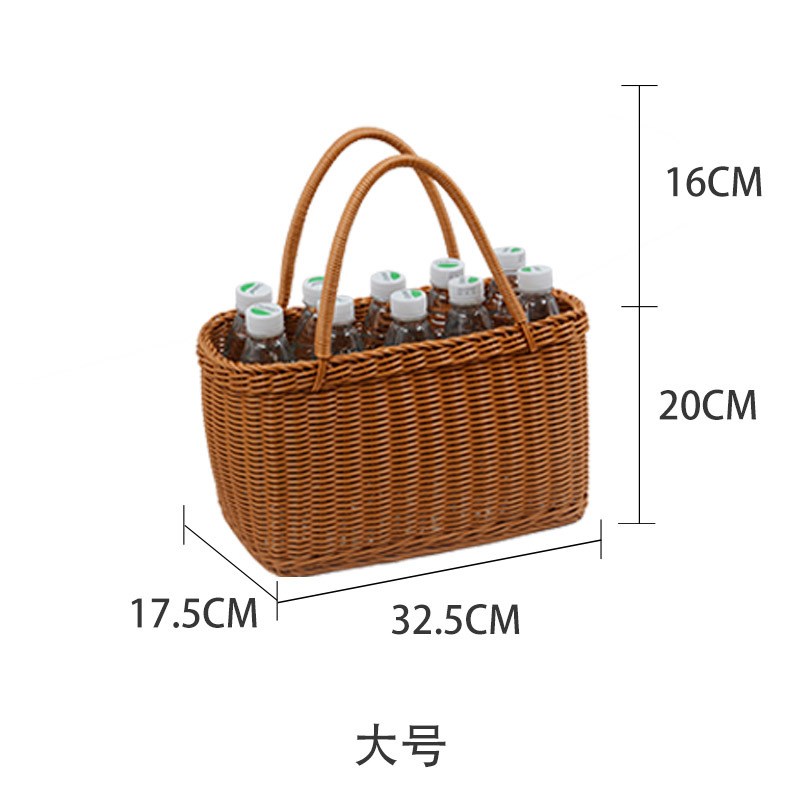 藤编手提篮子购物k篮野餐篮水果蔬菜篮手工编织大容量篮子厂家