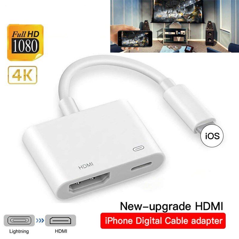 2020 New 4K 1080P for iPhone to HDMI Cable 8 Pin Port HD TV