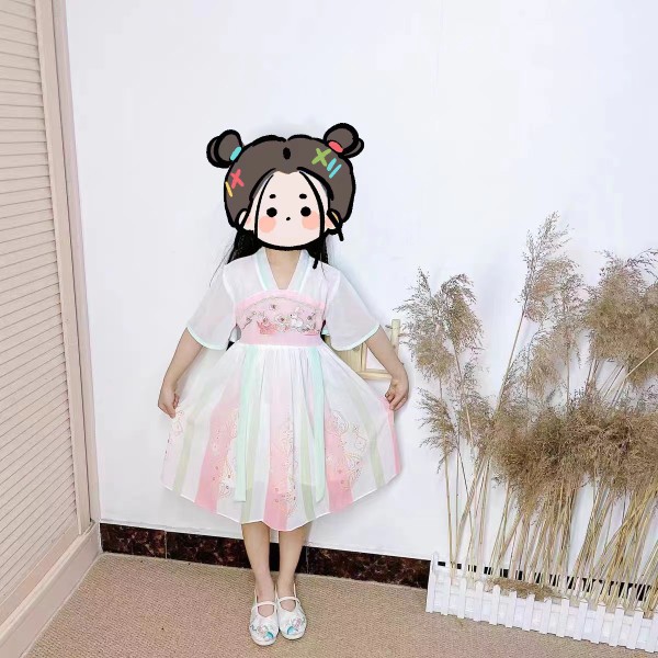 汉服女童连衣裙夏装女宝r宝夏季裙子儿童装中国风公主裙小女孩襦
