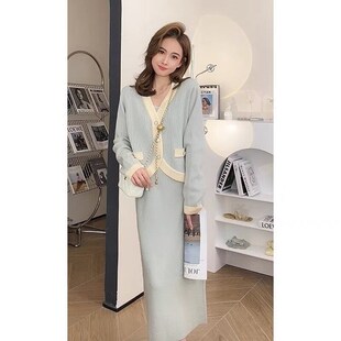孕妇装2024春秋款连衣裙两件套时尚套装洋气时髦春季大码裙子上衣