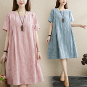 长裙时尚 孕妇装 夏天裙 韩版 休闲棉C麻宽松上衣大码 夏装 连衣裙夏季