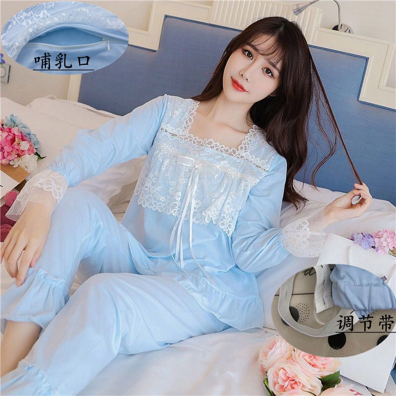 月子服夏季薄款产后纯棉长袖孕妇睡衣春秋坐月哺乳夏装家居服套装