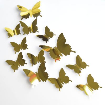 推荐12pcs 3D Butterfly Mirror Wall ers Butterflies Wall Deca