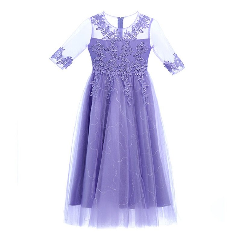 女童礼服白色生日公主裙花童婚礼小女孩主持Q人儿童钢琴演奏洋装