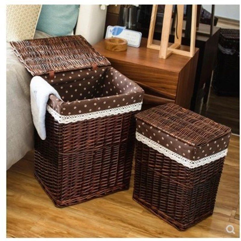 大号藤编蓝滕筐柳编整理箱脏衣篮竹编筐藤箱藤篮竹篮收纳箱有盖布,收纳整理,脏衣篮,淘宝优惠券,粉丝福利购,淘宝优惠卷