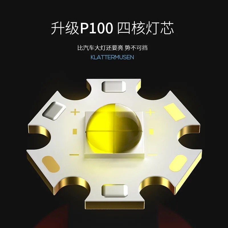 头灯超亮微笑鲨P100变焦野外生存探险户外露营夜钓赶海登山徒步