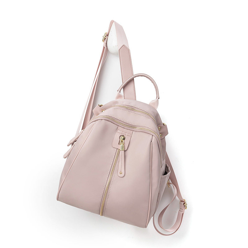 牛津布双肩包女韩版简约粉色学生书包大容量防盗背包休闲淑女仙女