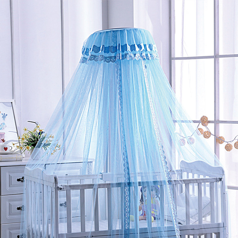 婴儿床蚊帐带支架公主风落地宫廷夹式开门儿童蒙古包宝宝蚊帐罩