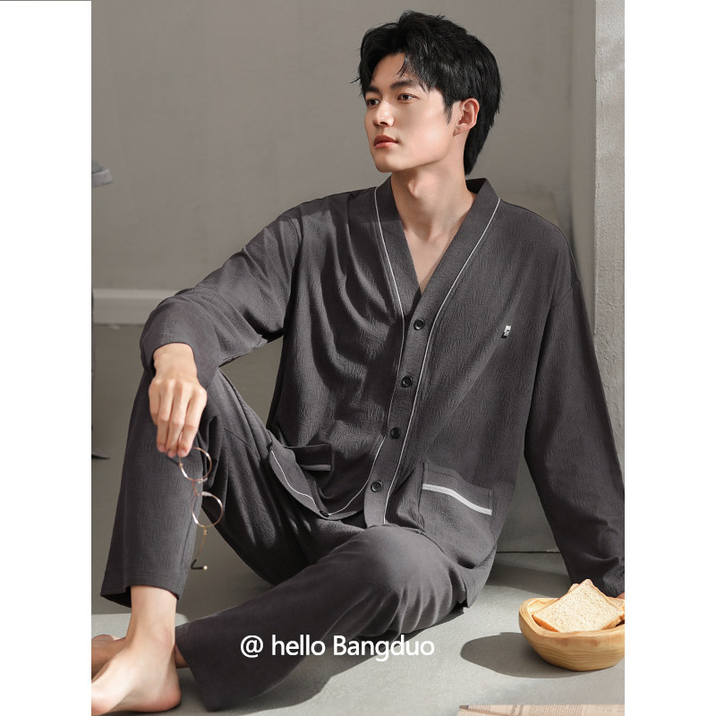 睡衣男士春秋长袖男款秋季薄款大码男式秋款高级感秋冬家居服