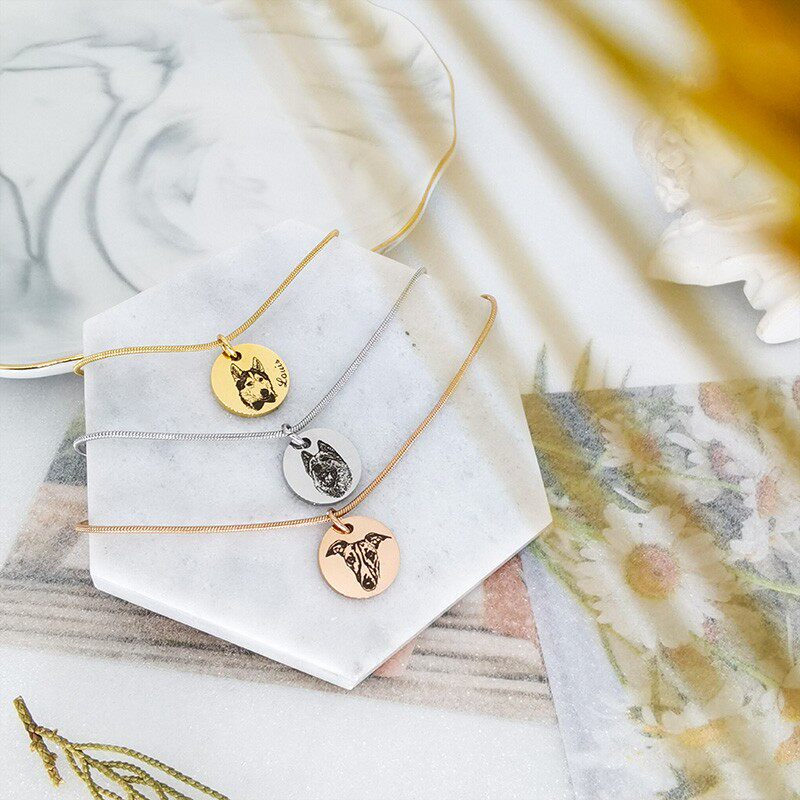 来图定制简约气质宠物猫狗仓鼠照片手链可调节手绳纪念吊坠礼物