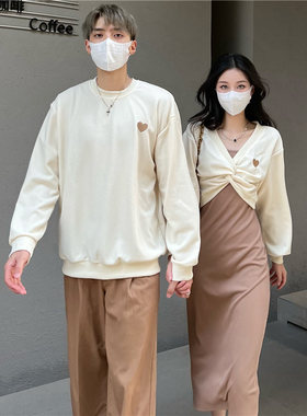 情侣装秋季小众设计感ins超火长袖韩版卫衣连衣裙法式一衣一裙潮