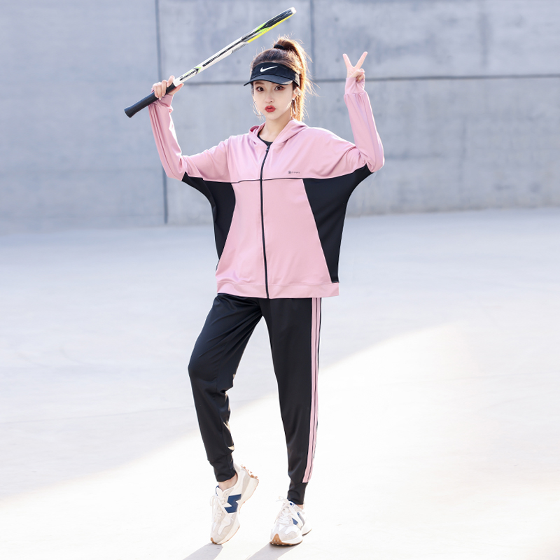 秋冬季长袖大码瑜伽服女胖mm宽松200斤哈伦裤跑步运动健身服套装