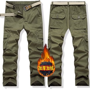 秋冬季男士加绒加厚休闲工装裤男宽松直筒电焊工作裤耐磨劳保