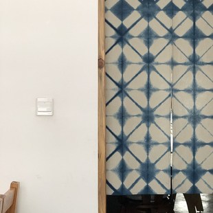 总宽80x120cm 半帘 ▋本事 LZ21 ▋e手工植物蓝染棉布门帘暖帘