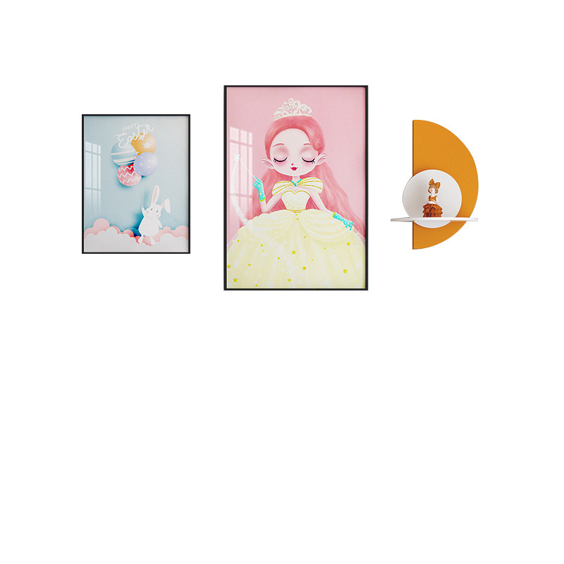 现货卡通装饰画公主房粉色挂画男孩墙壁画L现代简约儿童房卧室床